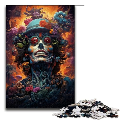 1000 Teile Bunte Psychedelia für den Tag der Toten Puzzlespiel Puzzle für Erwachsene Geeignet für Paare und Teenager ab 12 Jahren 75x50cm von zouxangzz
