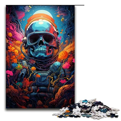 1000 Teile Bunte Psychedelia mit Skeletten in Raumanzügen Puzzle für Erwachsene Unmögliches Puzzle zum Stressabbau für Teenager ab 14 Jahren 75x50cm von zouxangzz