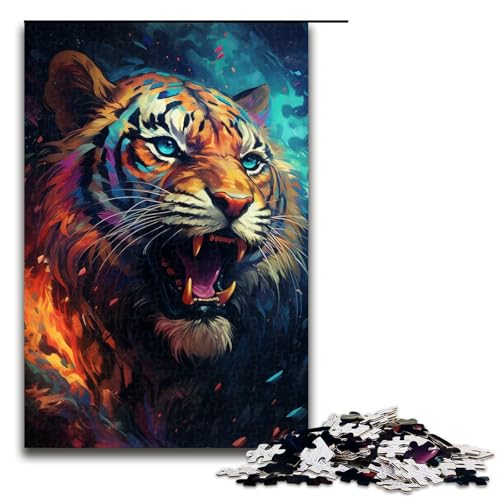 1000 Teile Bunte Psychedelia of Galaxy Tiger Puzzles für Erwachsene Unmögliches Puzzle zum Stressabbau für Teenager ab 14 Jahren 75x50cm von zouxangzz