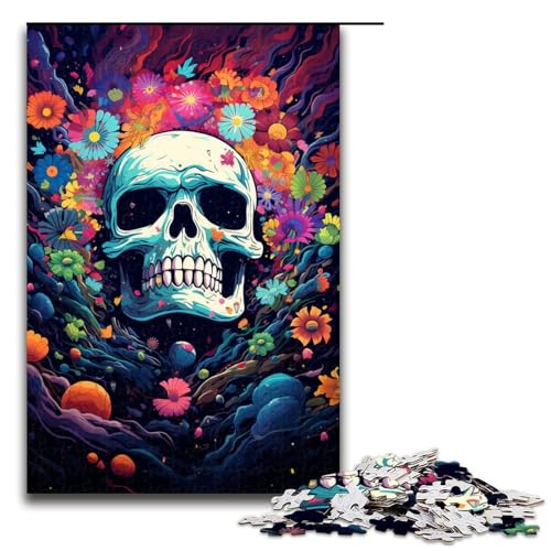 1000 Teile Bunte Psychedelia of Mysterious Skulls Puzzles für Erwachsene Unmögliches Puzzle zum Stressabbau für Teenager ab 14 Jahren 75x50cm von zouxangzz