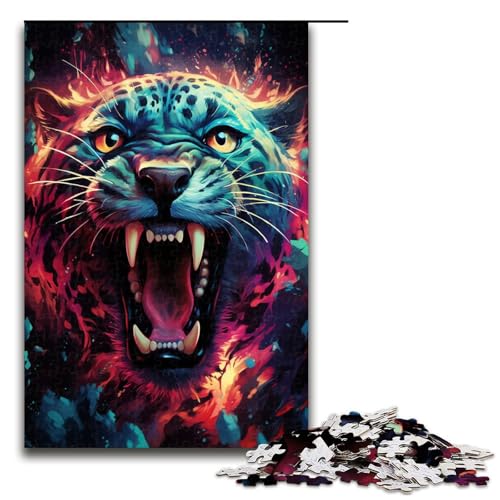 1000 Teile Bunte Psychedelia von süßen kleinen kosmischen Leoparden Puzzlespiel Puzzle für Erwachsene Geeignet für Paare und Teenager ab 12 Jahren 75x50cm von zouxangzz