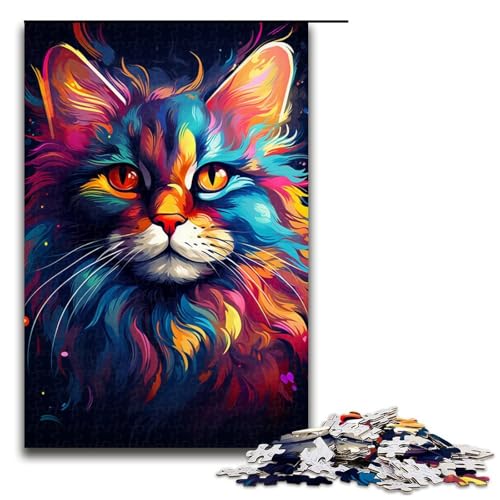 1000 Teile Bunte exotische Katzenpuzzles für Erwachsene Holzpuzzle Familienspiele 75 x 50 cm von zouxangzz