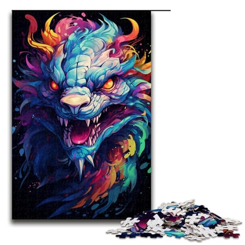 1000 Teile Bunte psychedelische Animation Drachenpuzzles für Erwachsene Unmögliches Puzzle zum Stressabbau für Teenager ab 14 Jahren 75x50cm von zouxangzz
