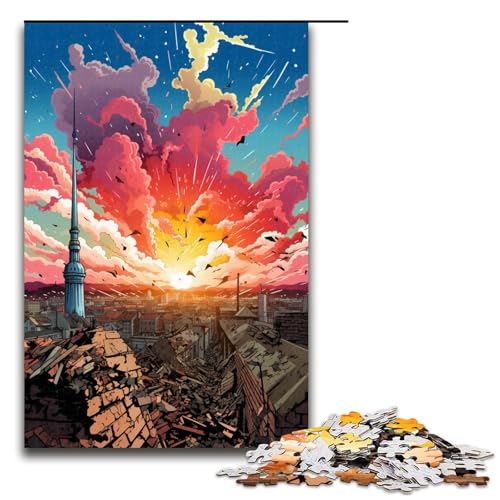 1000 Teile Bunte psychedelische Architektur Puzzles für Erwachsene. Unmögliches Puzzle zum Stressabbau für Teenager ab 14 Jahren. 75 x 50 cm von zouxangzz