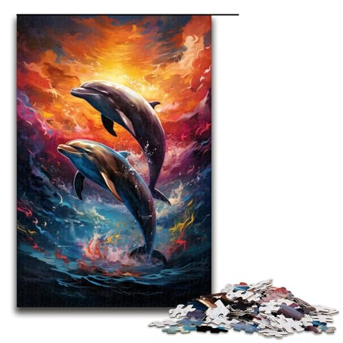 1000 Teile Bunte psychedelische Delfin Puzzles für Erwachsene Holzpuzzle Familienspiele 75 x 50 cm von zouxangzz