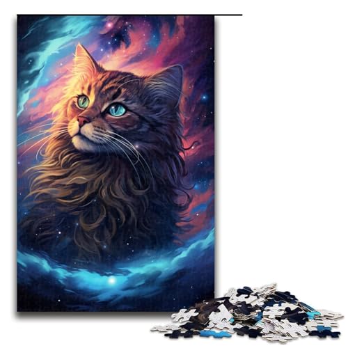 1000 Teile Bunte psychedelische Katzenpuzzles für Erwachsene Unmögliches Puzzle zum Stressabbau für Teenager ab 14 Jahren 75 x 50 cm von zouxangzz