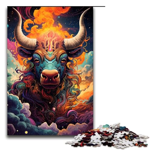 1000 Teile Bunte psychedelische Kuh aus der Zukunft Puzzles für Erwachsene Unmögliches Puzzle zum Stressabbau für Teenager ab 14 Jahren 75x50cm von zouxangzz