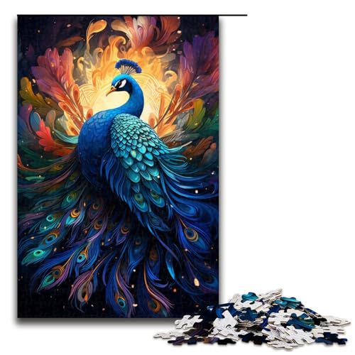 1000 Teile Bunte psychedelische Kunst Pfau Puzzles für Erwachsene Unmögliches Puzzle Stressabbau für und Teenager ab 14 Jahren 75x50cm von zouxangzz