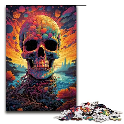1000 Teile Buntes Fantasy Höllenschädel Puzzle für Erwachsene Holzpuzzle Familienspiele 75 x 50 cm von zouxangzz