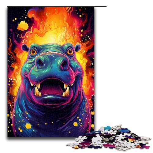 1000 Teile Buntes Nilpferd Puzzlespiel Puzzle für Erwachsene geeignet für Paare und Teenager ab 12 Jahren 75 x 50 cm von zouxangzz