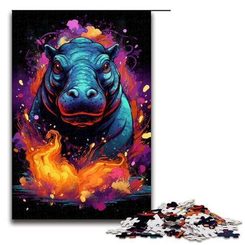 1000 Teile Buntes Nilpferd Puzzlespiel Puzzle für Erwachsene geeignet für Paare und Teenager ab 12 Jahren 75 x 50 cm von zouxangzz