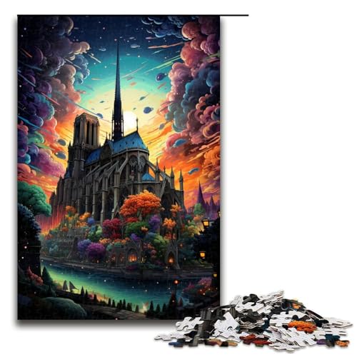 1000 Teile Buntes Notre Dame De Paris Puzzlespiel Puzzle für Erwachsene Geeignet für Paare und Teenager ab 12 Jahren 75x50cm von zouxangzz