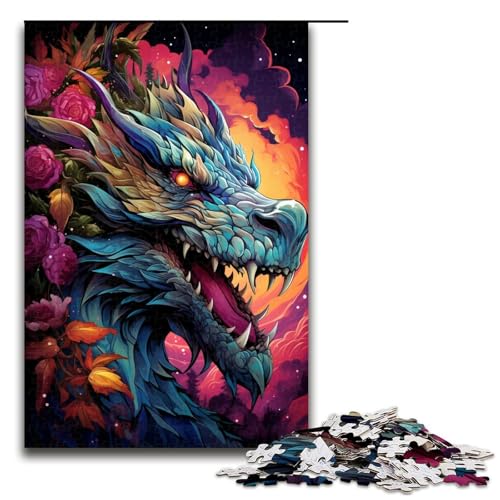 1000 Teile Buntes Psychedelia of Earth Dragon Puzzle für Erwachsene Unmögliches Puzzle zum Stressabbau für Teenager ab 12 Jahren 75x50cm von zouxangzz