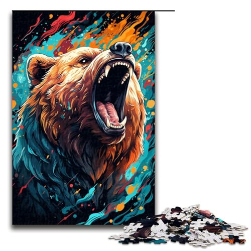 1000 Teile Buntes psychedelisches Bären Puzzle für Erwachsene Unmögliches Puzzle zum Stressabbau für Teenager ab 14 Jahren 75 x 50 cm von zouxangzz