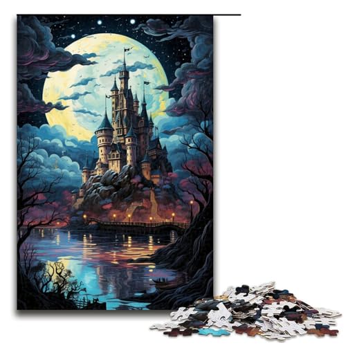 1000 Teile Buntes psychedelisches Dunkles Nachtschloss Puzzle für Erwachsene Holzpuzzle Familienspiele 75 x 50 cm von zouxangzz