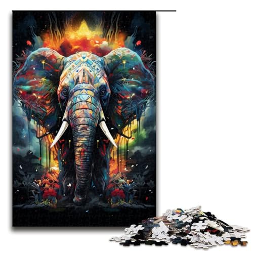 1000 Teile Buntes psychedelisches Fantasie Elefanten Puzzle für Erwachsene Holzpuzzle Familienspiele 75 x 50 cm 1000 Teile Buntes psychedelisches Fantasie Elefanten Puzzle für Erwachsene Holzpuzzle Familienspiele 75 x 50 cm von zouxangzz
