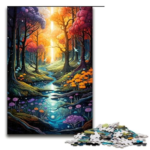 1000 Teile Buntes psychedelisches Fantasiewald Puzzle für Erwachsene Holzpuzzle Familienspiele 75 x 50 cm von zouxangzz