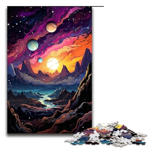 1000 Teile Buntes psychedelisches Fantasy Weltraum Puzzle für Erwachsene Holzpuzzle Familienspiele 75 x 50 cm von zouxangzz