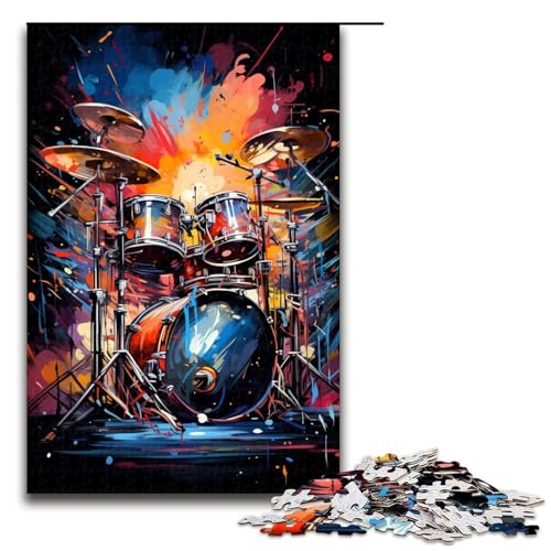 1000 Teile Buntes psychedelisches Schlagzeug Puzzle für Erwachsene. Unmögliches Puzzle zum Stressabbau für Teenager ab 14 Jahren. 75 x 50 cm von zouxangzz