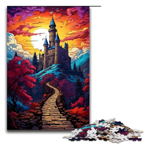 1000 Teile Buntes psychedelisches Schloss Kreuzenstein Puzzlespiel Puzzle für Erwachsene Geeignet für Paare und Teenager ab 14 Jahren 75x50cm von zouxangzz