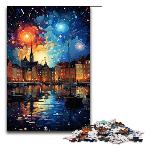 1000 Teile Buntes psychedelisches Stadt Puzzlespiel Puzzle für Erwachsene geeignet für Paare und Teenager ab 14 Jahren 75 x 50 cm von zouxangzz