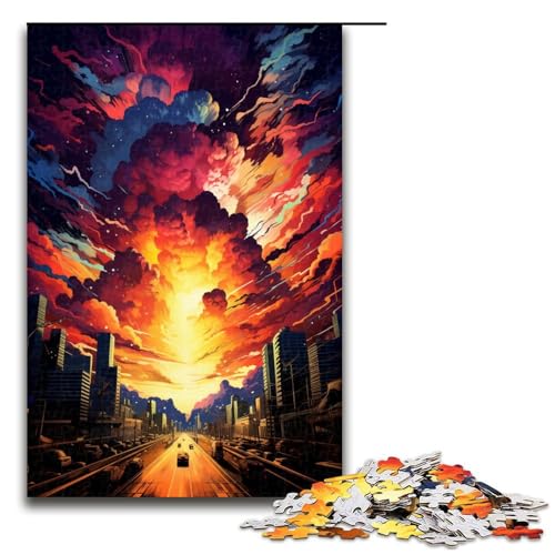 1000 Teile Buntes psychedelisches Stadtbild Puzzlespiel Puzzle für Erwachsene geeignet für Paare und Teenager ab 14 Jahren 75 x 50 cm von zouxangzz