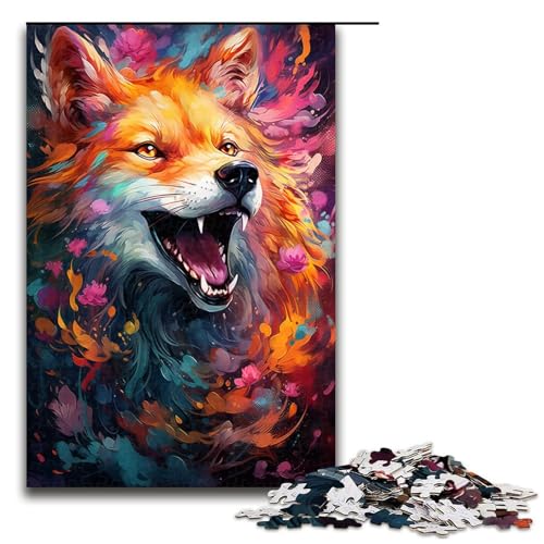 1000 Teile Buntes psychedelisches Tierfuchs Puzzle für Erwachsene Holzpuzzle Familienspiele 75 x 50 cm von zouxangzz