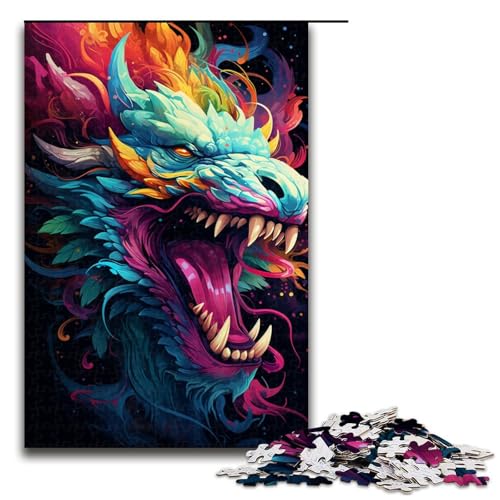1000 Teile Buntes psychedelisches asiatisches Drachenpuzzle für Erwachsene Holzpuzzle Familienspiele 75 x 50 cm von zouxangzz
