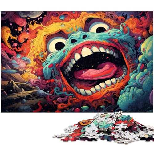 1000 Teile Fantasie Puzzle für Erwachsene buntes Monster Puzzle mit großem Maul Papierpuzzle lustiges Geschenk 1000 Teile (38 x 26 cm) von zouxangzz