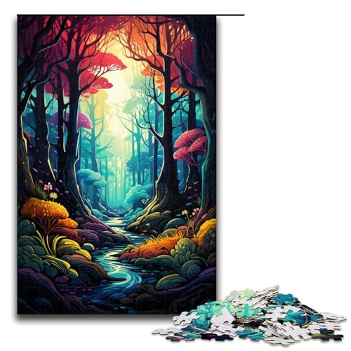1000 Teile Puzzle für Erwachsene Bunt im Zauberwald Spiel Puzzles Ganze Familie 75x50cm von zouxangzz