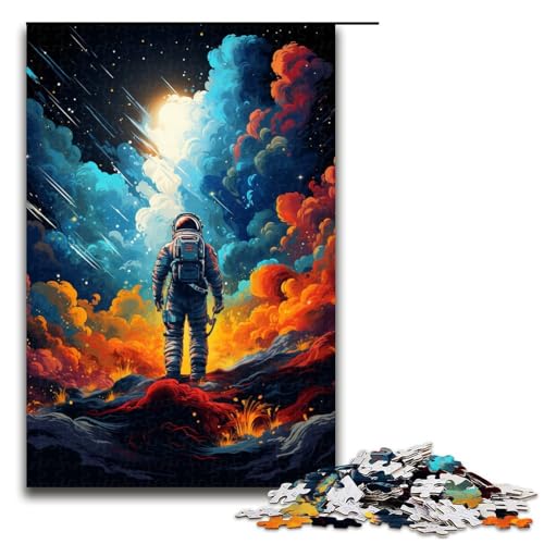 1000 Teile Puzzle mit farbenfroher Astronautenzeichnung für Erwachsene unmögliches Puzzle zum Stressabbau für Teenager ab 12 Jahren 75 x 50 cm von zouxangzz