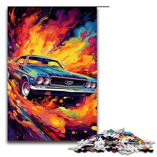 1000 Teile Puzzlespiel mit farbenfrohem Gemälde eines Sportwagens Puzzle für Erwachsene geeignet für Paare und Teenager ab 12 Jahren 75 x 50 cm von zouxangzz