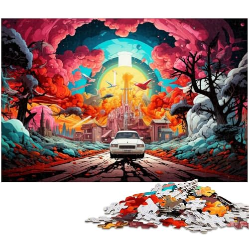 1000 Teile Stellen Sie Sich EIN farbenfrohes psychedelisches Landschaftspuzzle für Erwachsene vor Dekorations Puzzlespielzeug gutes Geschenk für Teenager ab 14 Jahren 1000 PCS (38 x 26 cm) von zouxangzz