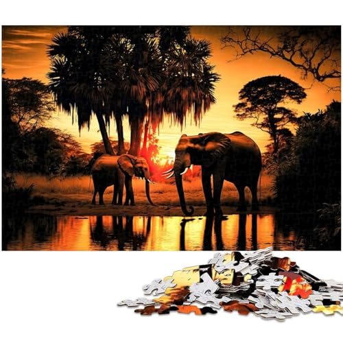 1000 teiliges Elefanten Puzzle Holzpuzzle Lernspiele Heimdekoration (Größe 75 x 50 cm) von zouxangzz