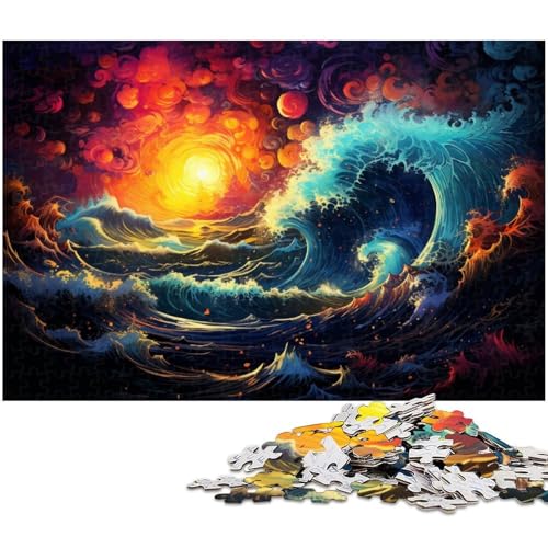 1000 teiliges Fantasy Sonnenuntergangs Wellen Puzzle für Erwachsene Dekorations Puzzle Spielzeug gutes Geschenk für Teenager ab 14 Jahren 1000 Stück (75 x 50 cm) von zouxangzz