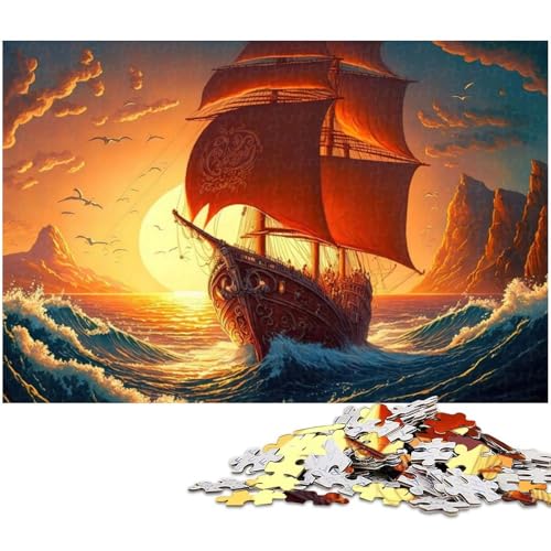 1000 teiliges Piratenboot Puzzle Papierpuzzle Lernspiele Heimdekoration (Größe 38 x 26 cm) von zouxangzz