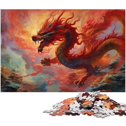 1000 teiliges Puzzle „Asiatischer Drache für Erwachsene Holzpuzzle anspruchsvolles Spiel 1000 Teile (75 x 50 cm) von zouxangzz