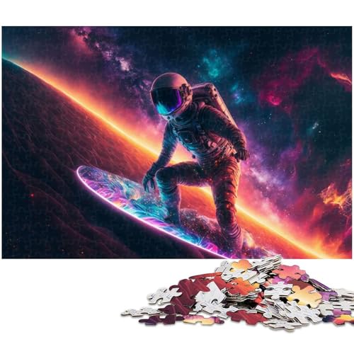 1000 teiliges Puzzle „Astronaut Surft auf dem Stern Holzpuzzle für Erwachsene tolle Geschenke zu Weihnachten 1000 Teile (75 x 50 cm) von zouxangzz