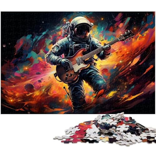 1000 teiliges Puzzle „Astronaut spielt Gitarre Puzzle für Erwachsene Papierpuzzle anspruchsvolles Spiel 1000 Teile (38 x 26 cm) von zouxangzz