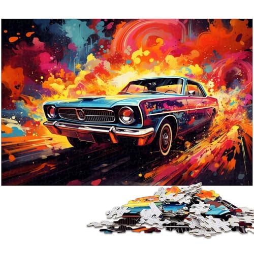 1000 teiliges Puzzle „Auto in Flammen Puzzle für Erwachsene Holzpuzzle anspruchsvolles Spiel 1000 Teile (75 x 50 cm) von zouxangzz