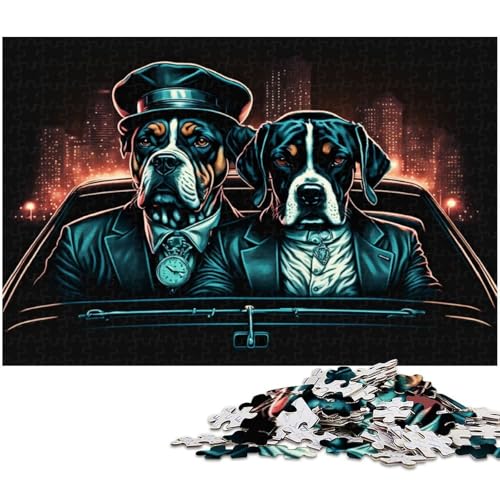 1000 teiliges Puzzle „Black Dog Go to City Puzzles für Erwachsene und Kinder Papierpuzzle tolles Geschenk für Erwachsene 1000 Teile (38 x 26 cm) von zouxangzz