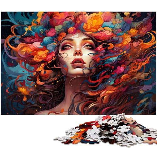 1000 teiliges Puzzle „Blooming Woman Puzzle für Erwachsene Holzpuzzle anspruchsvolles Spiel 1000 Teile (75 x 50 cm) von zouxangzz