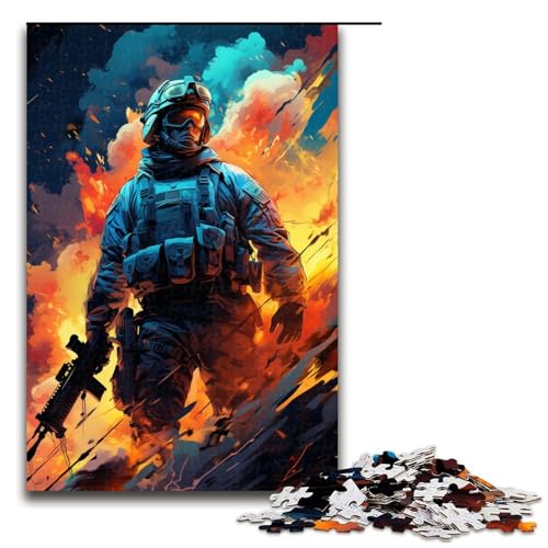 1000 teiliges Puzzle „Bunte Psychedelia von Soldier Synthwave für Erwachsene Holzpuzzle anspruchsvolles Spiel 75 x 50 cm von zouxangzz