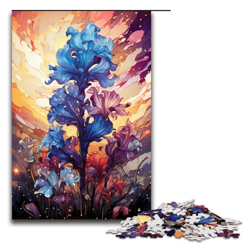 1000 teiliges Puzzle „Bunte Psychedelie der spanischen Hyazinthen für Erwachsene Holzpuzzle anspruchsvolles Spiel 75 x 50 cm von zouxangzz