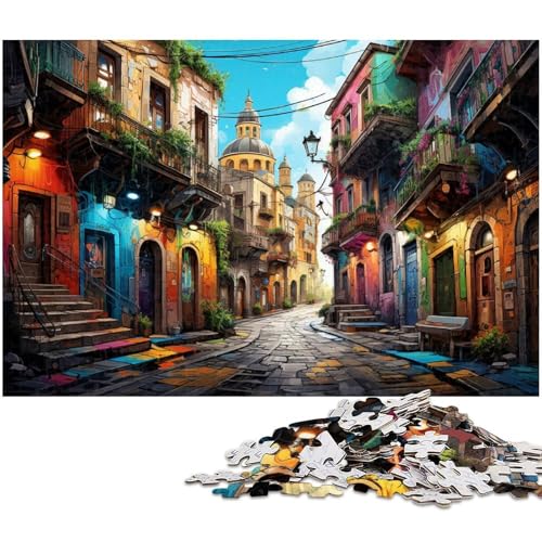 1000 teiliges Puzzle „Bunte Psychedelie im historischen Zentrum von Napur Holzpuzzle Lernspiele Heimdekoration 1000 Teile (75 x 50 cm) von zouxangzz