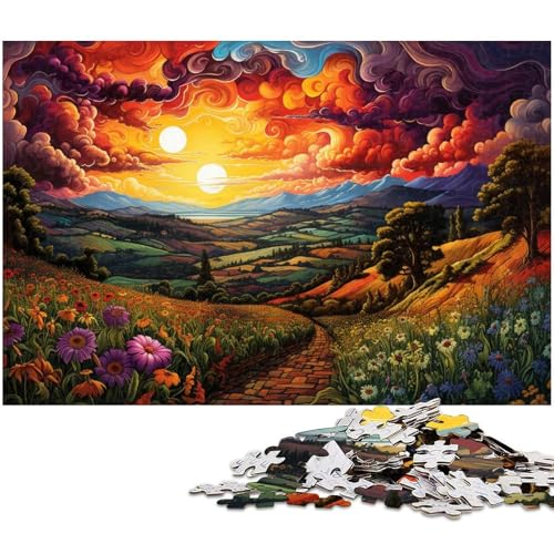1000 teiliges Puzzle „Bunte psychedelische Felder der Toskana Puzzle für Erwachsene Holzpuzzle anspruchsvolles Spiel 1000 Teile (75 x 50 cm) von zouxangzz