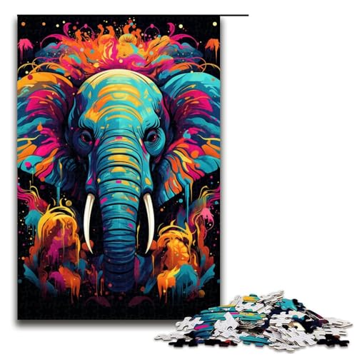 1000 teiliges Puzzle „Buntes Psychedelisches von Dear Elephant. Puzzle für Erwachsene und Kinder aus Holz pädagogisches Spielzeug zum Stressabbau 75 x 50 cm von zouxangzz