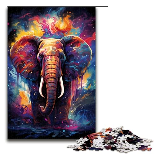 1000 teiliges Puzzle „Buntes Psychedelisches von Dear Elephant. Puzzle für Erwachsene und Kinder aus Holz pädagogisches Spielzeug zum Stressabbau 75 x 50 cm von zouxangzz