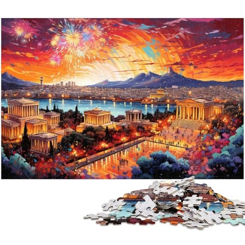 1000 teiliges Puzzle „Die farbenfrohe Psychedelia der Akropolis Puzzle für Erwachsene Papierpuzzle anspruchsvolles Spiel 1000 Teile (38 x 26 cm) von zouxangzz