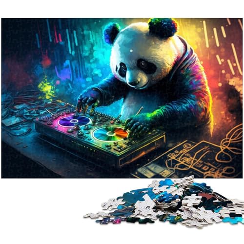 1000 teiliges Puzzle „Dj Panda Papierpuzzle Lernspiele Heimdekoration (Größe 38 x 26 cm) von zouxangzz